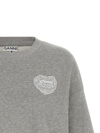 Ganni Gray Organic Cotton Sweatshirt