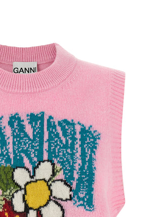 Ganni Multicolor Wool Sleeveles Sweater