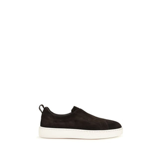 Santoni Brown Calf Leather Bos Taurus Sneakers