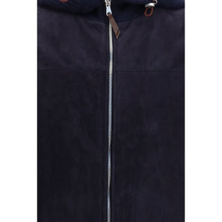 Brunello Cucinelli Blue Wool Oves Aries Full-Length Jacket