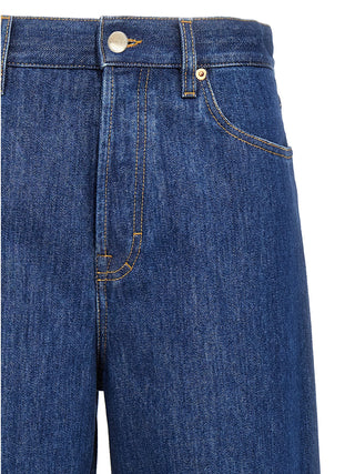 Gucci Blue Cotton Relaxed Fit Jeans
