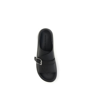 Alexander McQueen Black Calf Leather Bos Taurus Platform Sandals