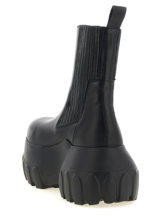 Rick Owens Black Ramie Ankle Boots