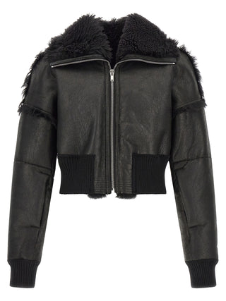 Rick Owens Black Lamb Fur Leather Jacket