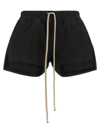 Rick Owens Black Lamb Leather Bermuda Shorts