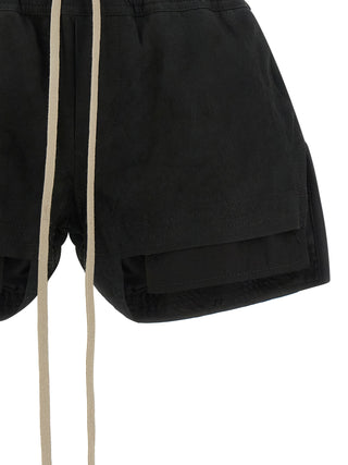 Rick Owens Black Lamb Leather Bermuda Shorts