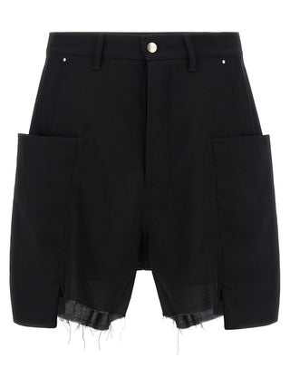 Rick Owens Black Wool Bermuda Shorts