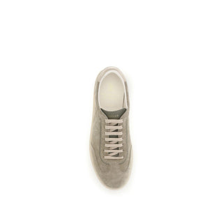 Brunello Cucinelli Beige Calf Leather Bos Taurus Sneakers
