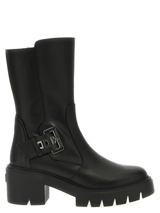 Stuart Weitzman Black Calfskin Ankle Boots