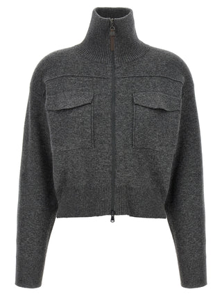 Brunello Cucinelli Gray Cashmere Cardigan