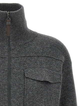 Brunello Cucinelli Gray Cashmere Cardigan