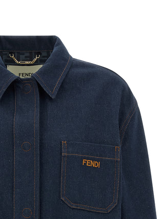 Fendi Blue Cotton Denim Jacket