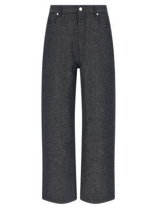 Fendi Gray Linen Straight-Leg Jeans