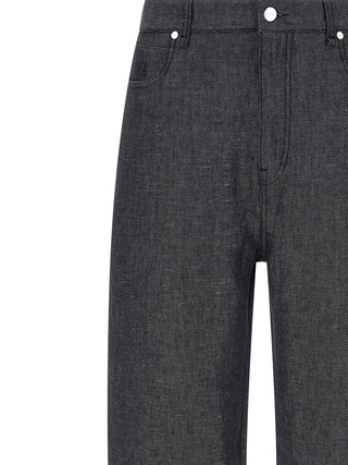 Fendi Gray Linen Straight-Leg Jeans