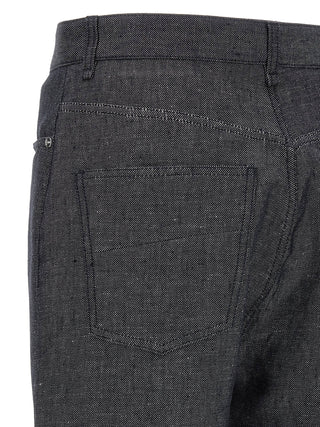 Fendi Gray Linen Straight-Leg Jeans