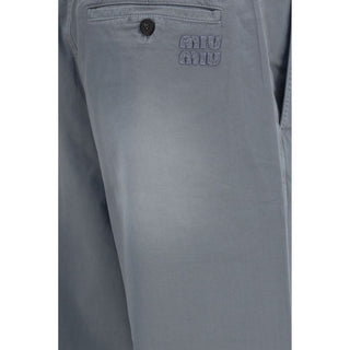 Miu Miu Gray Cotton Casual Pants