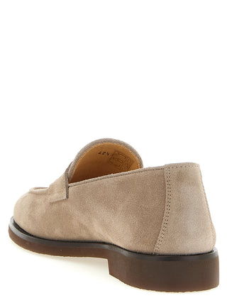 Brunello Cucinelli Gray Calfskin Slip-On Loafers