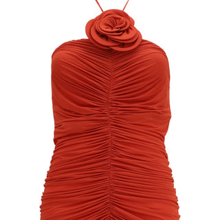 Magda Butrym Halterneck Dress with Floral Ruching