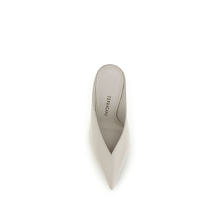 Ferragamo Beige Calf Leather Mules