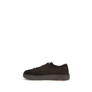 Santoni Brown Calf Leather Sneakers