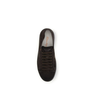 Santoni Brown Calf Leather Sneakers