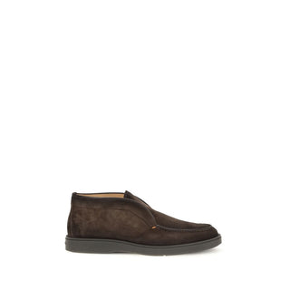 Santoni Brown Calf Leather Ankle Boots