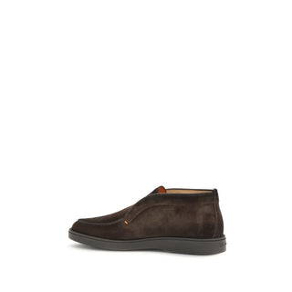 Santoni Brown Calf Leather Ankle Boots