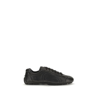 Prada Black Calf Leather Low Top Sneakers