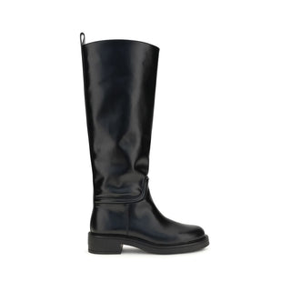 Stuart Weitzman Black Calf Leather Flat Boots