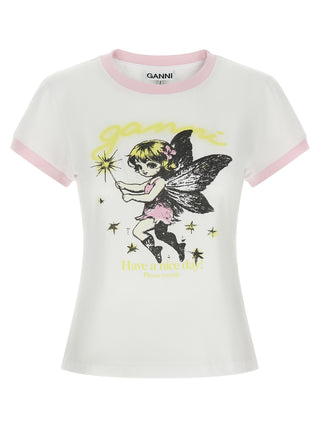 Ganni Fairy Logo Organic Cotton T-Shirt