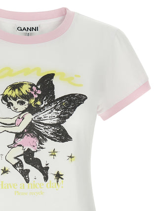 Ganni Fairy Logo Organic Cotton T-Shirt