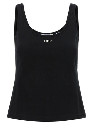 Off-White Black Cotton Tank Tops