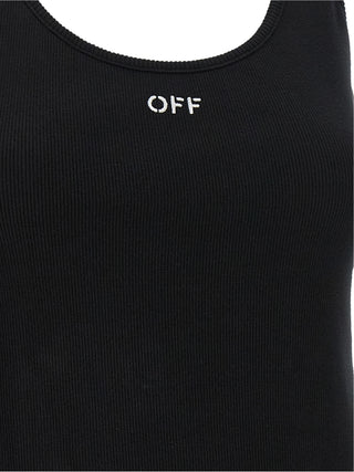 Off-White Black Cotton Tank Tops