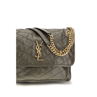 Saint Laurent Bicolor Calf Leather Shoulder Bag