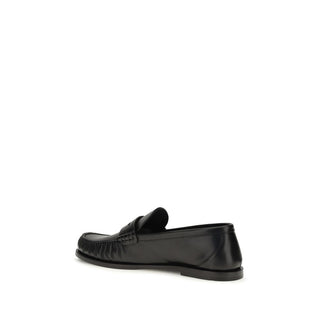 Saint Laurent Black Calf Leather Slip-On Loafers