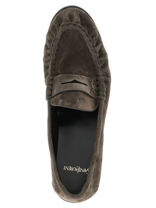 Saint Laurent Brown Calfskin Slip-On Loafers