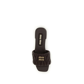 Miu Miu Brown Calf Leather Flat Sandals