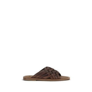 Miu Miu Brown Calf Leather Flat Sandals