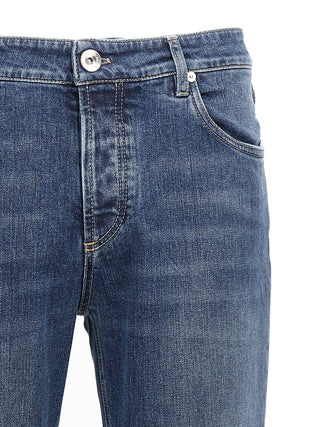 Brunello Cucinelli Blue Cotton Slim Fit Jeans