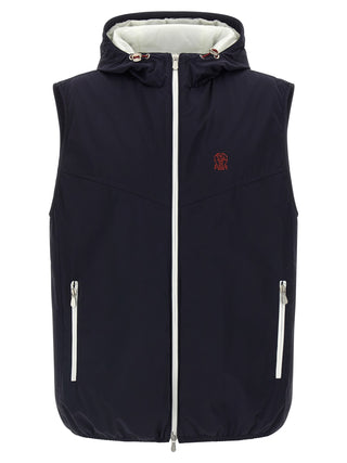 Brunello Cucinelli Blue Polyamide Sleeveless Jacket