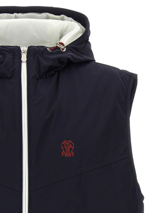 Brunello Cucinelli Blue Polyamide Sleeveless Jacket