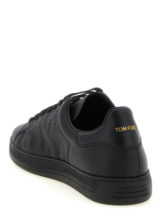 Tom Ford Black Leather Low Top Sneakers