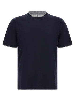 Brunello Cucinelli Blue Cotton T-Shirt