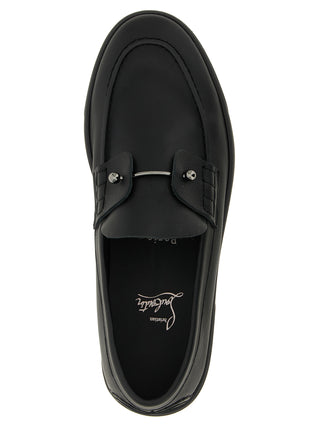 Christian Louboutin Black Calfskin Slip-On Loafers