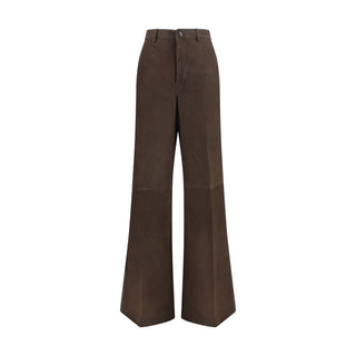 Rick Owens Brown Calf Leather Casual Pants