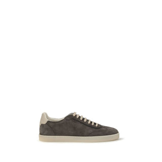 Brunello Cucinelli Gray Calf Leather Low Top Sneakers