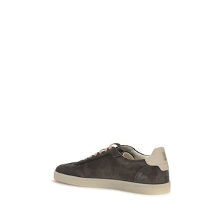 Brunello Cucinelli Gray Calf Leather Low Top Sneakers