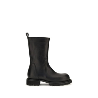 Rick Owens Black Calf Leather Flat Boots