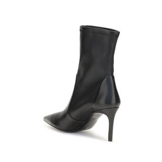 Stuart Weitzman Black Calf Leather Ankle Boots