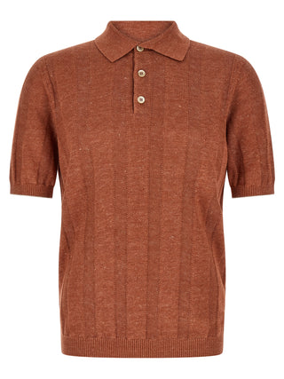 Brunello Cucinelli Orange Linen Polo Shirt